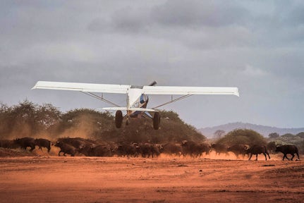 Plane taking off from Sheldick wildlife trust in Kenya