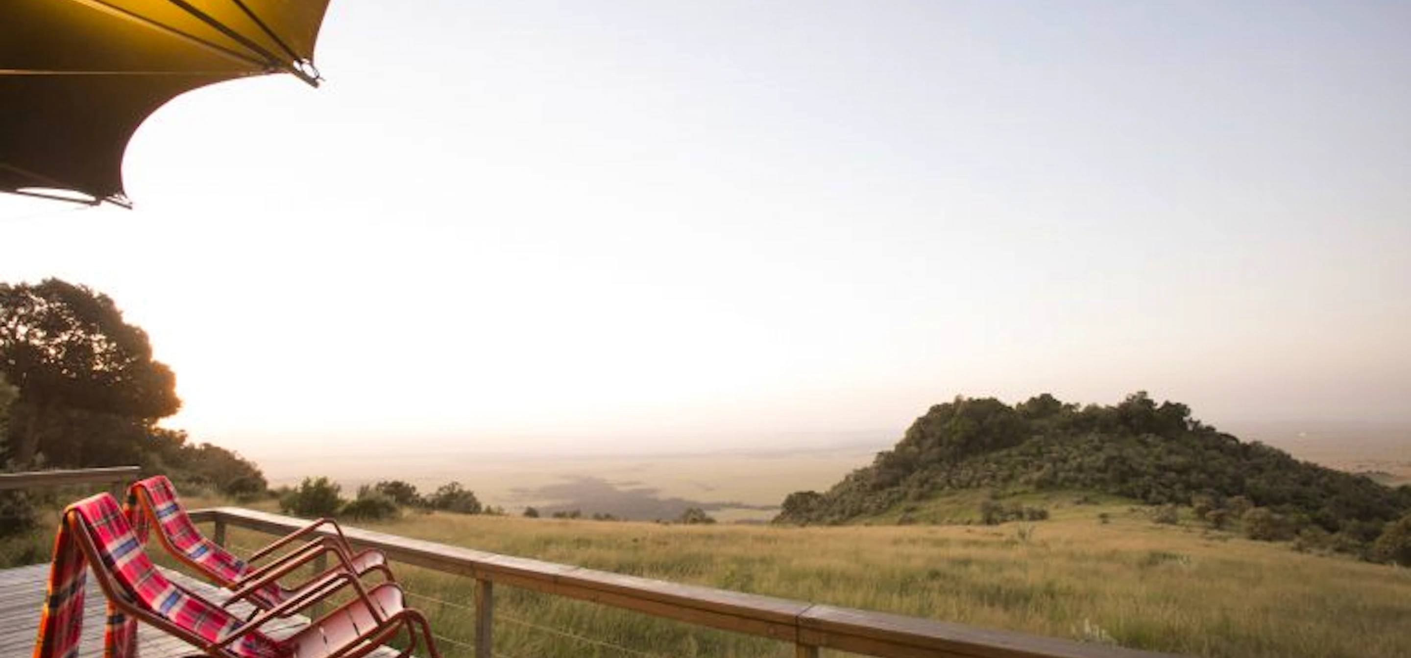 Deck at Angama Mara overlooking the Maasai Mara plains