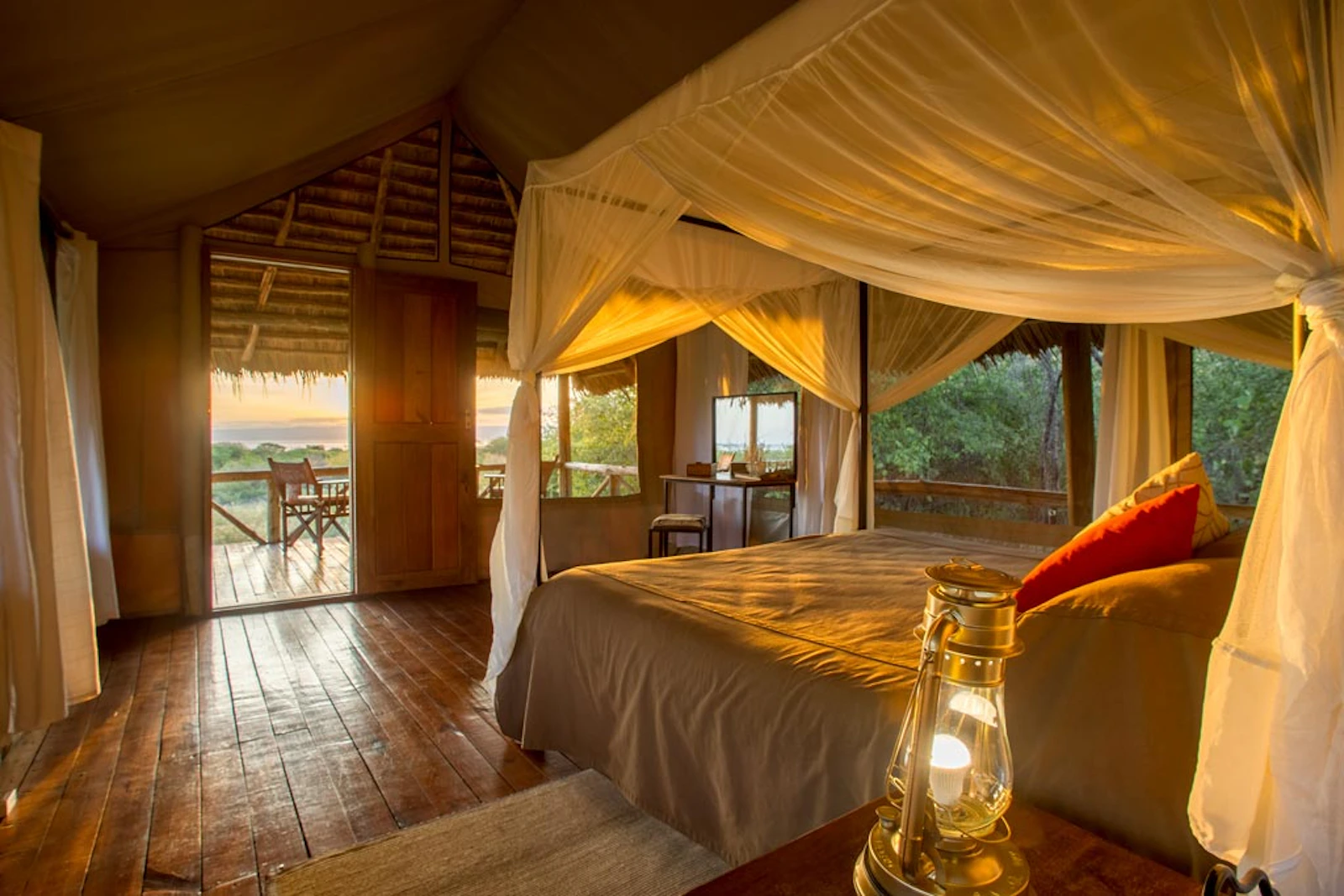 Tented bedroom at Burunge Tented Lodge