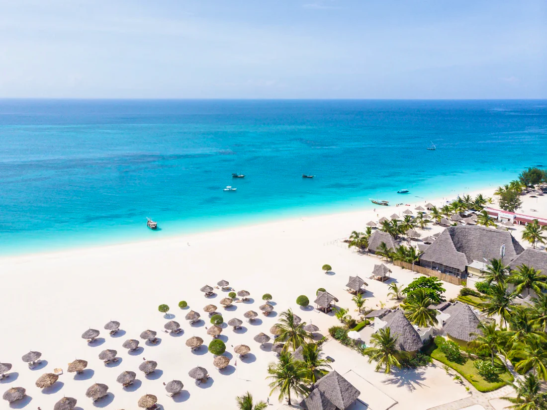 White sand and turquoise water on Zanzibar