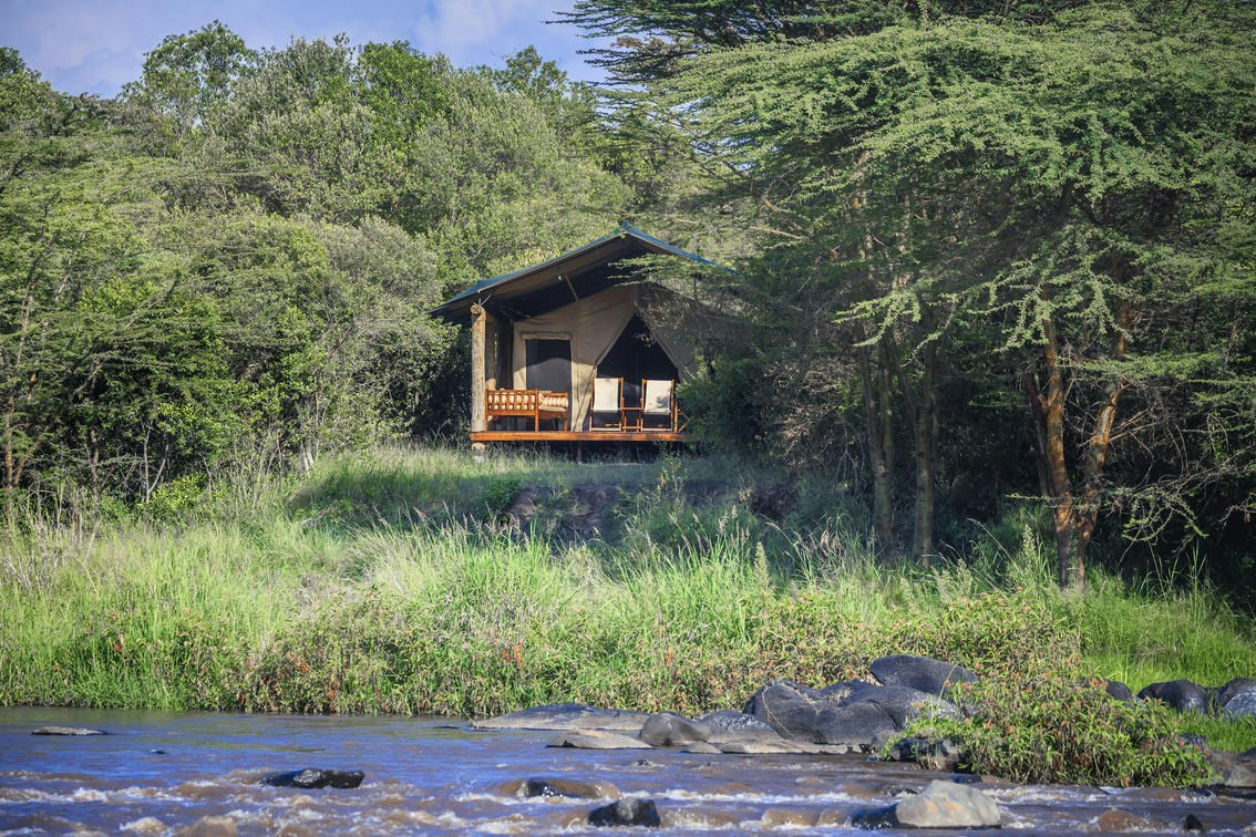 Guest tent beside the Mara River at Karen Blixen Camp