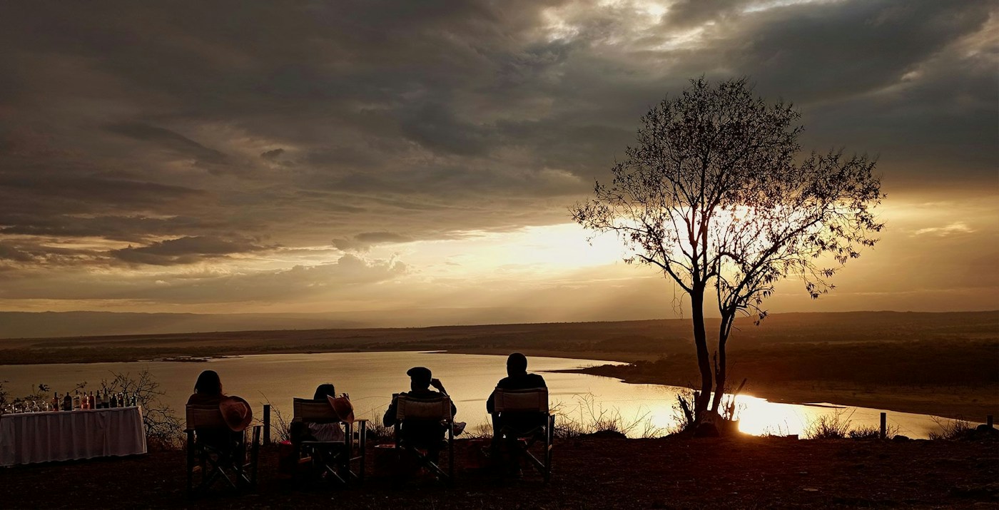Sundowners beside Lake Elmenteita at Lake Elmenteita Serena Camp