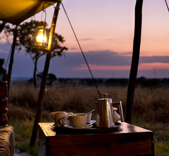 Coffee at dusk overlooking the East African plains