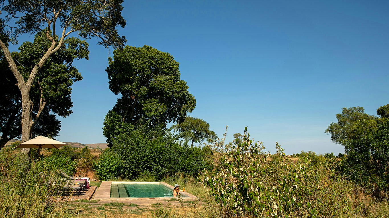 Swimming pool in the camp grounds at Sand River Mara