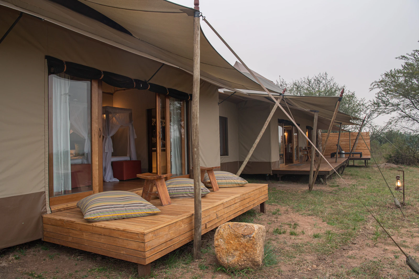 Guest tent and veranda at Sayari Camp