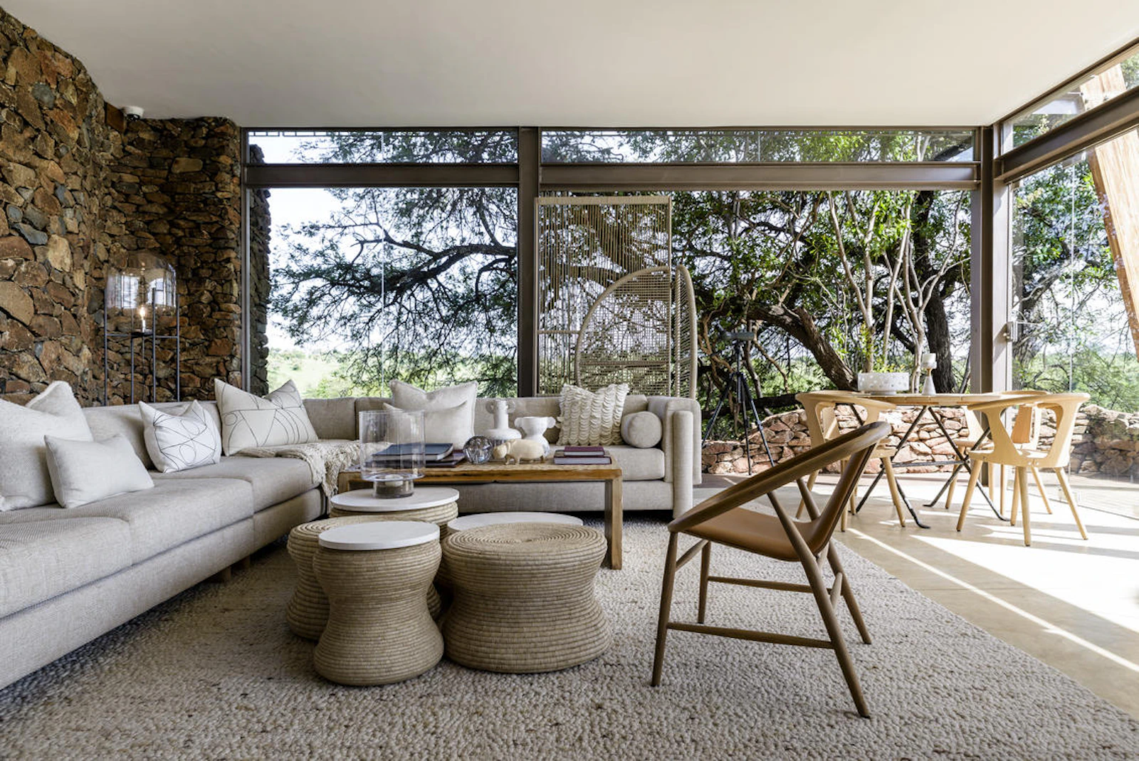 Guest sitting room at Singita Faru Faru Lodge