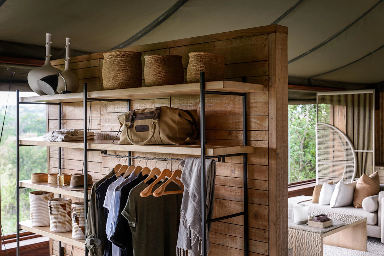 Guest dressing area at Singita Faru Faru Lodge