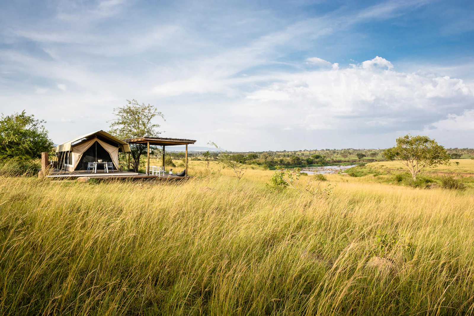Tented camp in the grassland at Singita Mara River Tented Camp