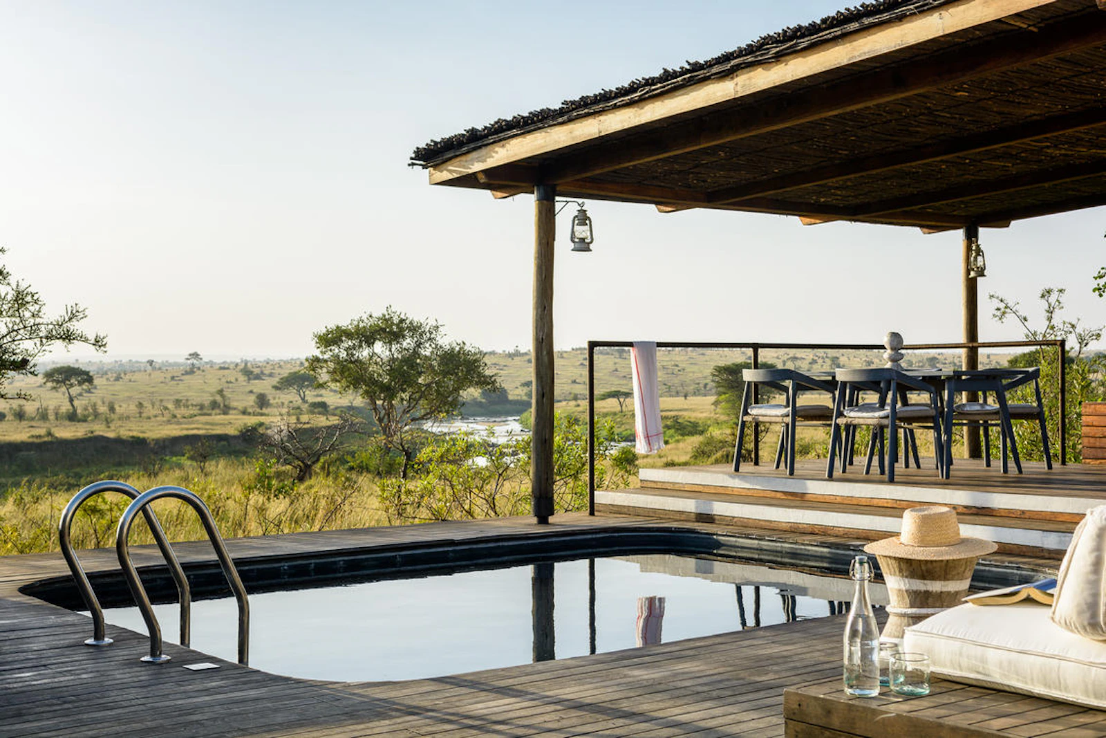 Swimming pool and deck at Singita Mara River Tented Camp