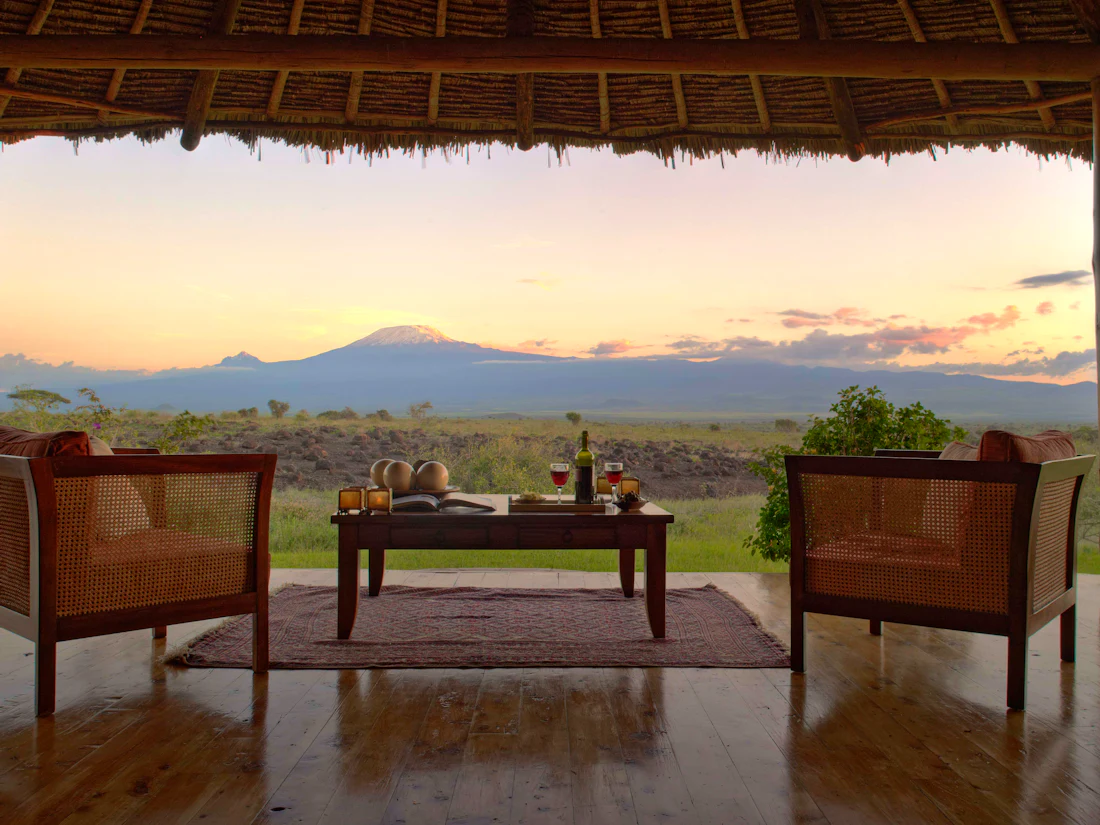 Elephants and open plains in Amboseli, Kenya