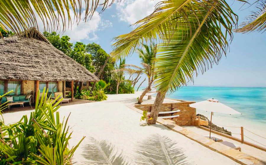 A quiet white-sand beach on Zanzibar