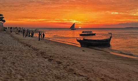 Picturesque sunset at Zanzibar.