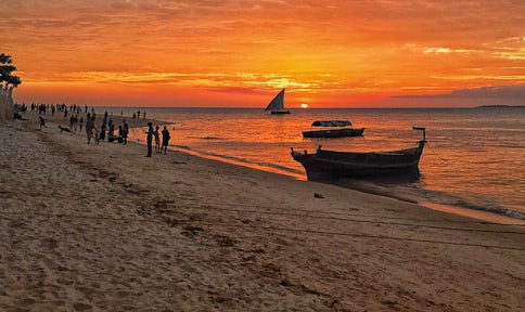 Picturesque sunset at Zanzibar.