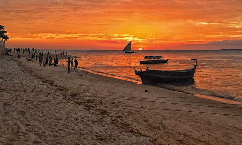 Picturesque sunset at Zanzibar.